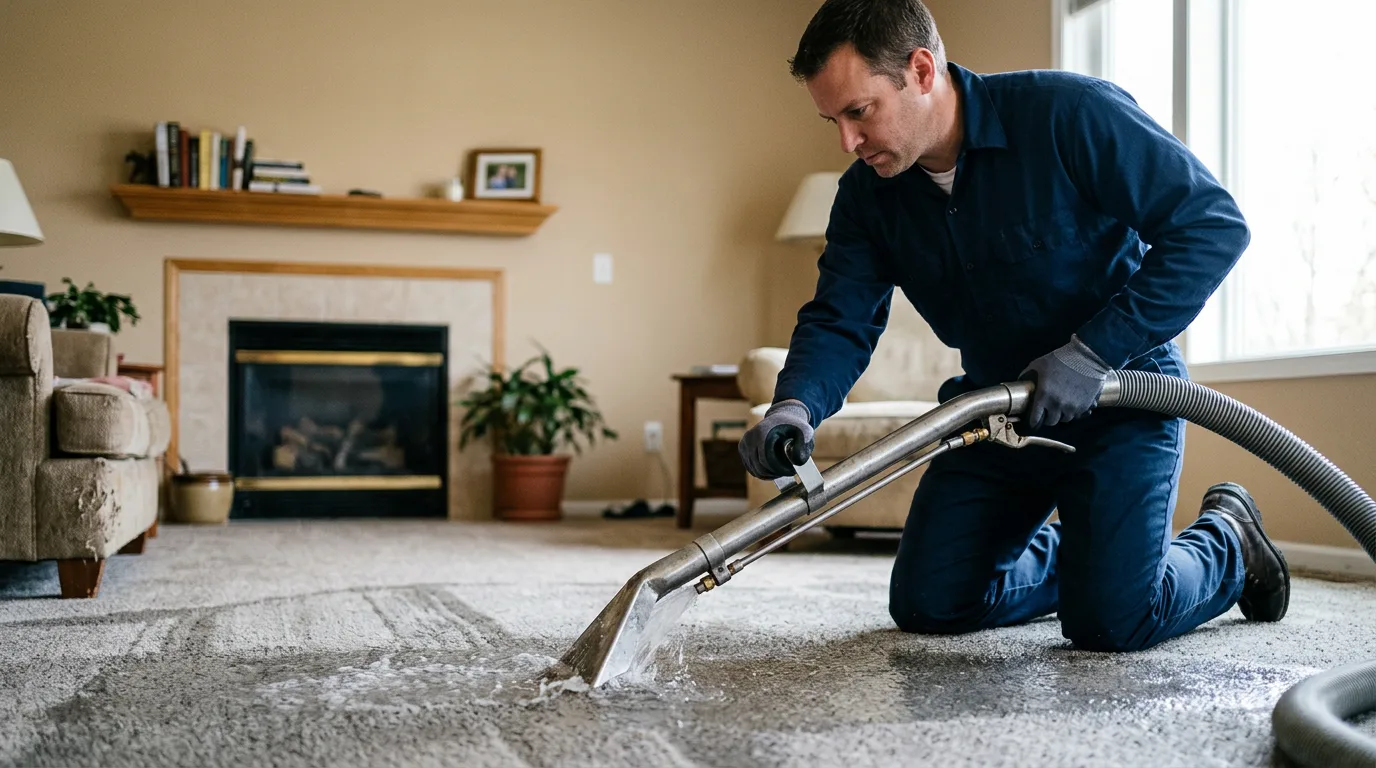 Water damage restoration technician working near Plantsville, CT